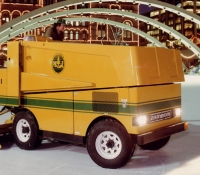 Machine in front of the Toronto skyline; Toronto\'s Outdoor Rink