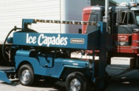 This machine Model B, No. 4 was involved in a fire (see image to the right) and was sent back to the Zamboni Company to be restored. It currently resides in the US Hockey Hall of Fame.